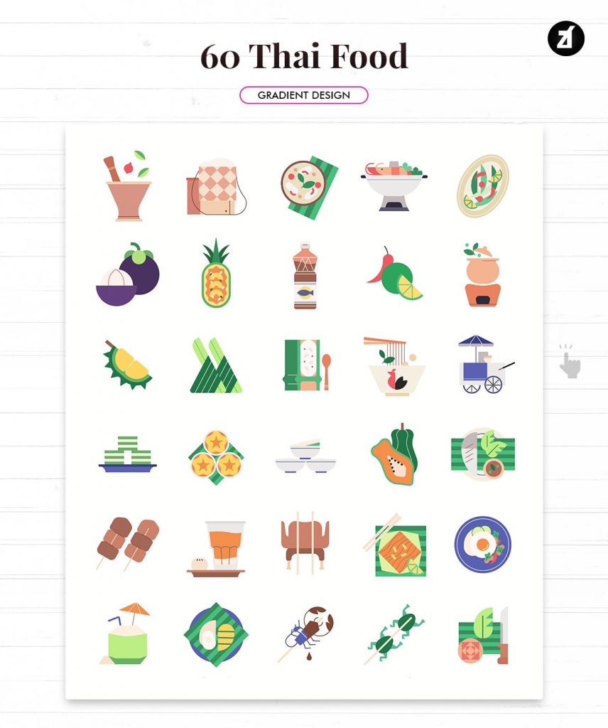 泰国60款矢量食品美食元素插图图标【EPS、PNG、SVG】