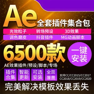 Ae插件合集一键安装包全套粒子特效转场降噪磨皮抠像e3d中文