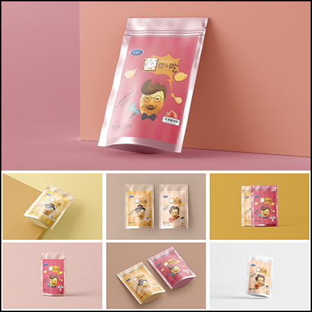 15款塑料袋零食坚果茶叶干货自封袋外包装PS样机展示效果