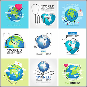 9款世界卫生日世界地球保护矢量插图精选